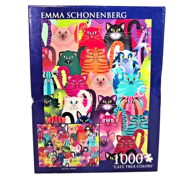 Andrews + Blaine Other - Emma‎ Schonenberg Cats True Colors 1000 Piece Jigsaw Complete Puzzle - Rare